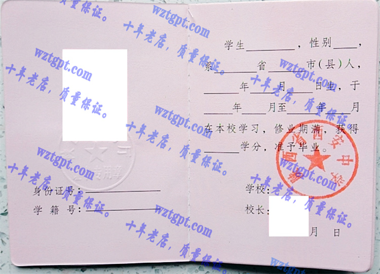 陕西省西安中学毕业证样本
