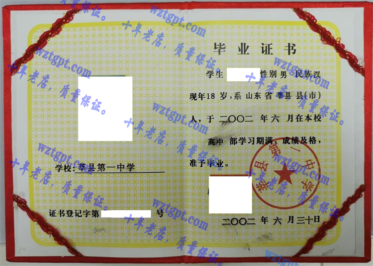 莘县第一中学毕业证样本