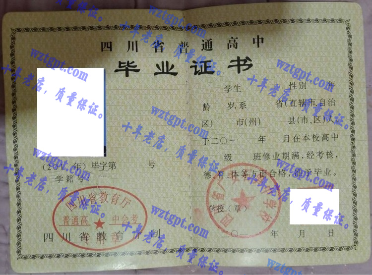 四川省广安石笋中学校毕业证样本