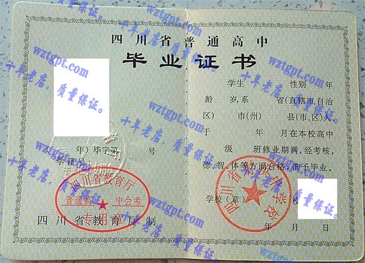 四川省射洪中学校毕业证样本