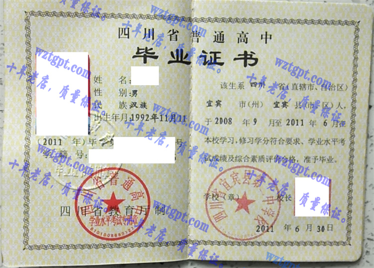 四川省宜宾市第二中学校毕业证样本