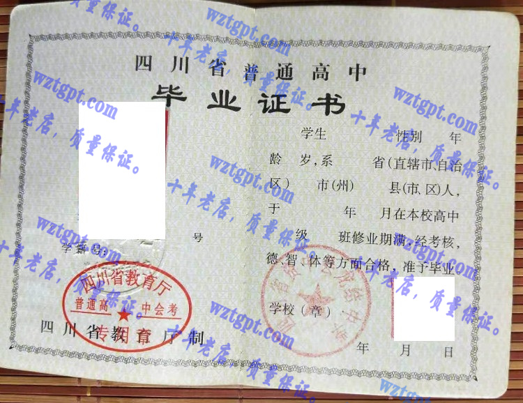 四川省资中县龙结中学毕业证样本