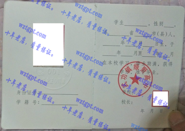 武功县绿野高级中学毕业证样本