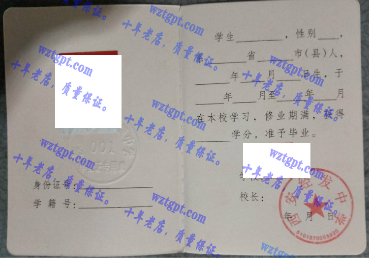 西安经发中学毕业证样本