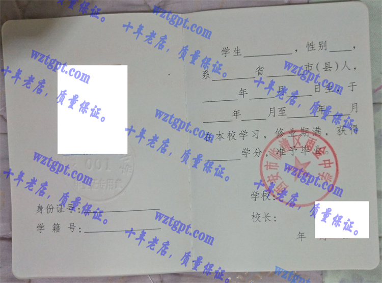 西安市临潼区雨金中学毕业证样本