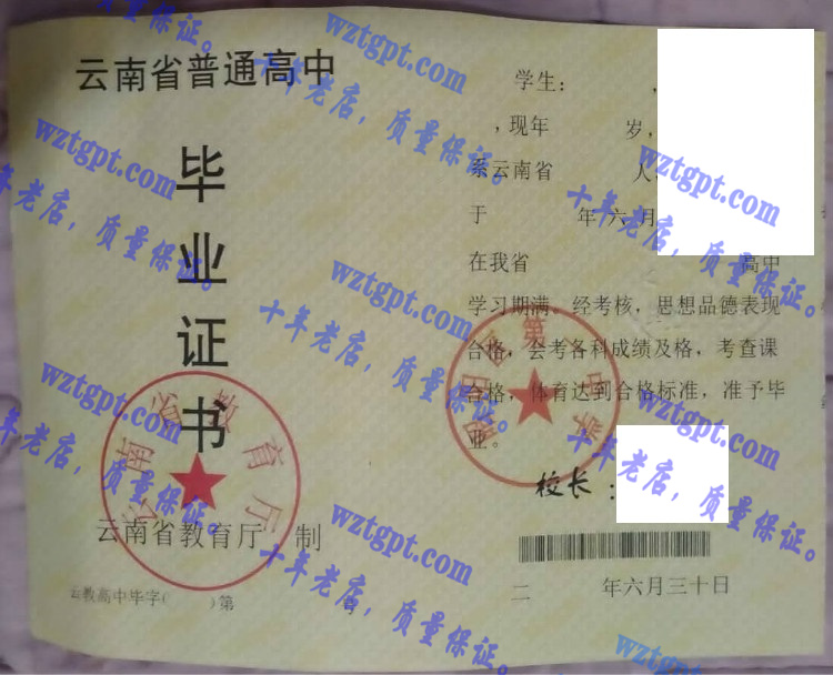 昭通市昭阳区第一中学毕业证样本