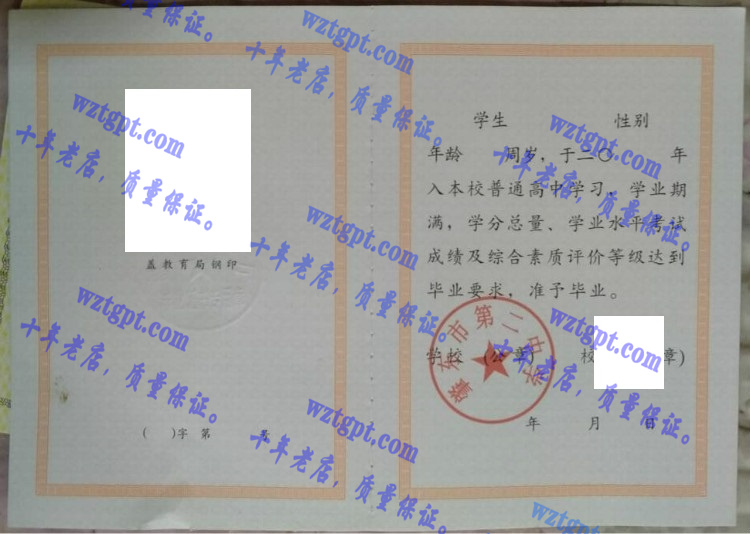 肇东市第二中学毕业证样本