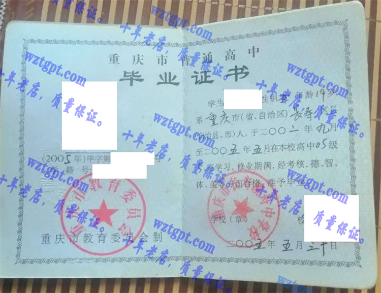 重庆市长寿渡舟中学校毕业证样本