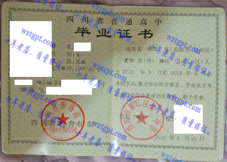 资阳市雁江区第一中学毕业证样本