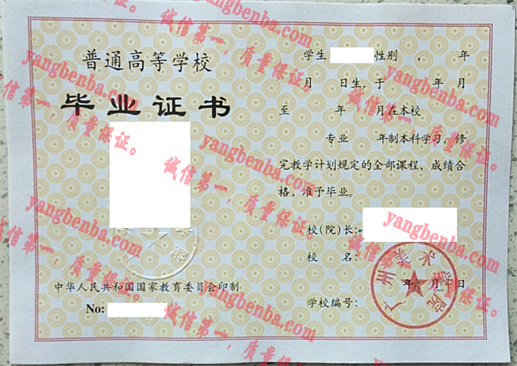 广州美术学院毕业证样本