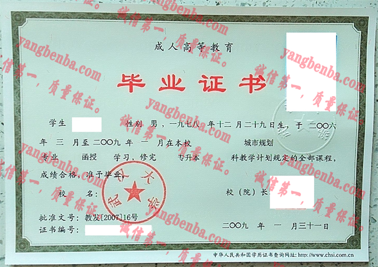 武汉大学毕业证样本