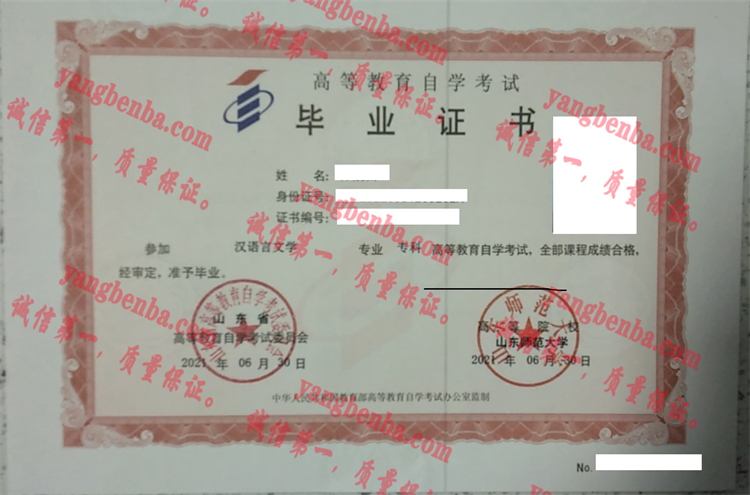 山东师范大学毕业证样本