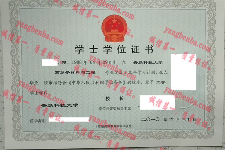 青岛科技大学毕业证样本