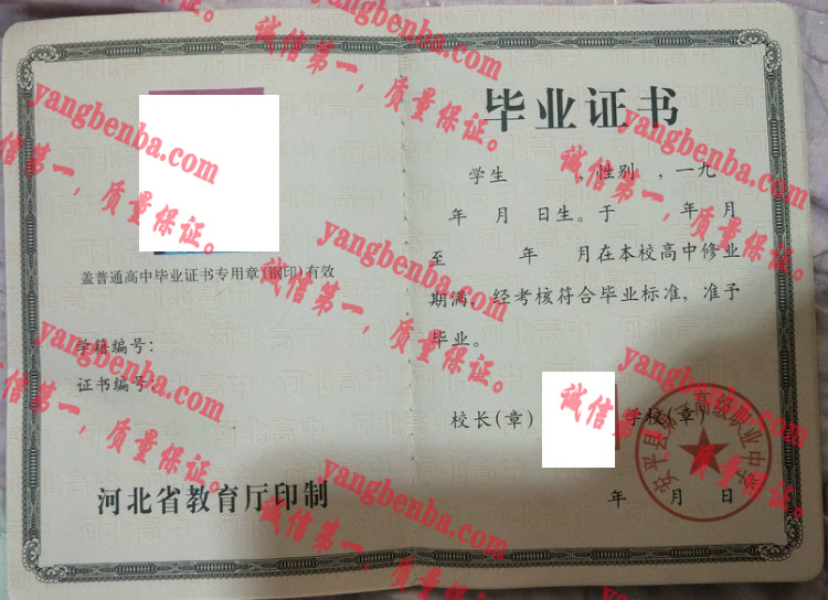 安平县第一高级职业中学毕业证样本