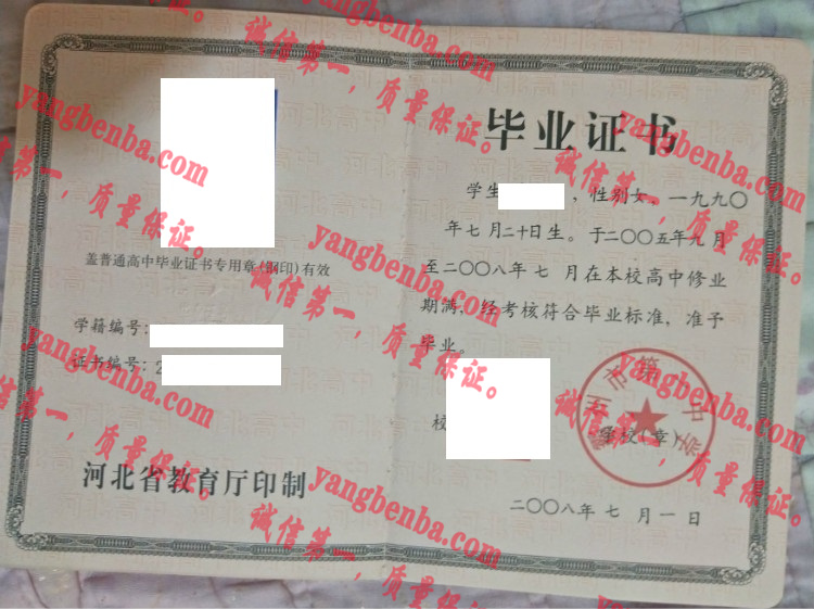 霸州市第一中学毕业证样本