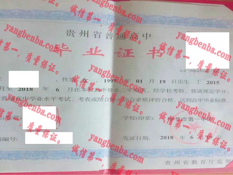 毕业市第一中学毕业证样本