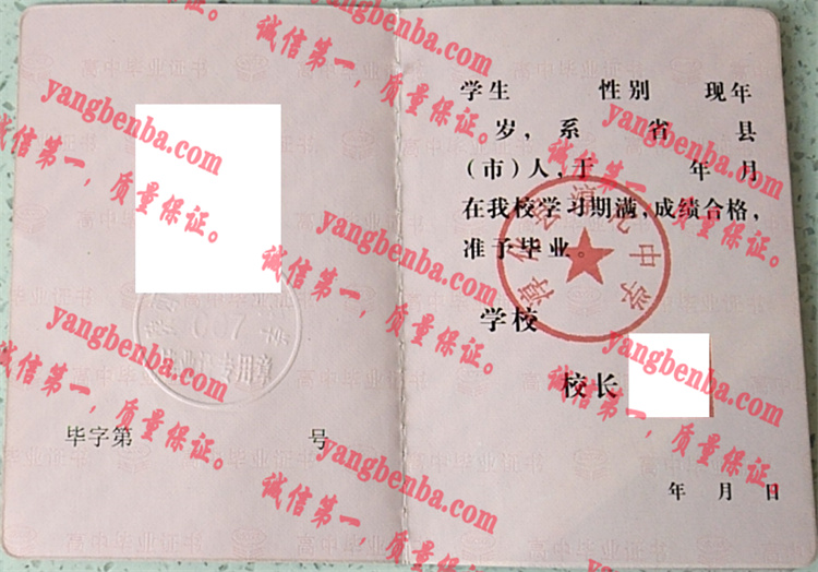 淳化县淳化中学毕业证样本