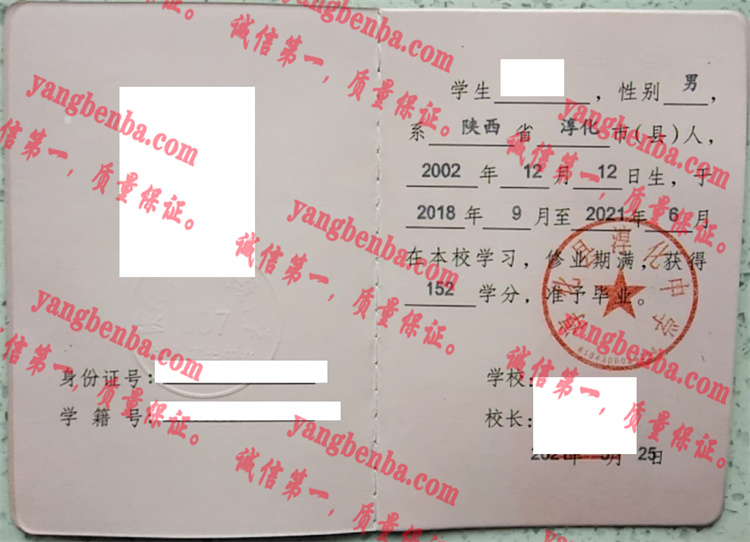 淳化县淳化中学毕业证样本