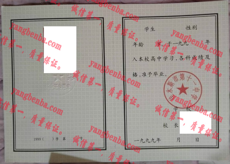 佳木斯市第十一中学毕业证样本