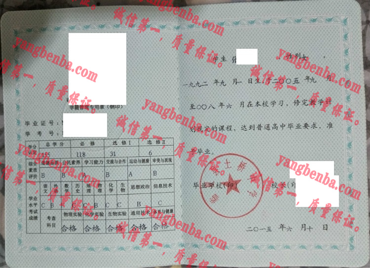 临夏县士桥中学毕业证样本