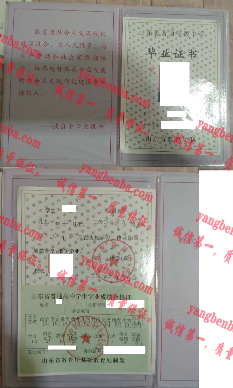 临淄区第四中学毕业证样本