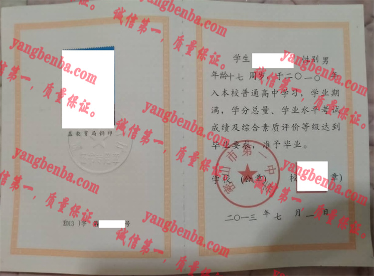 密山市第一中学毕业证样本