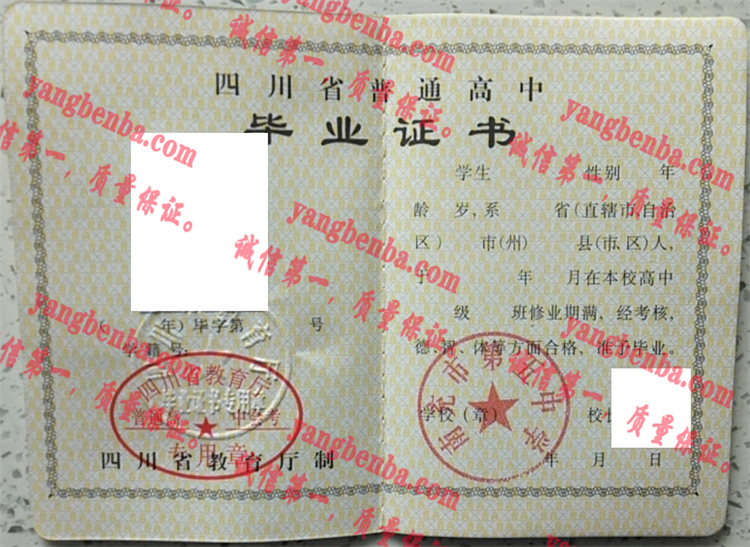 南充市第五中学毕业证样本