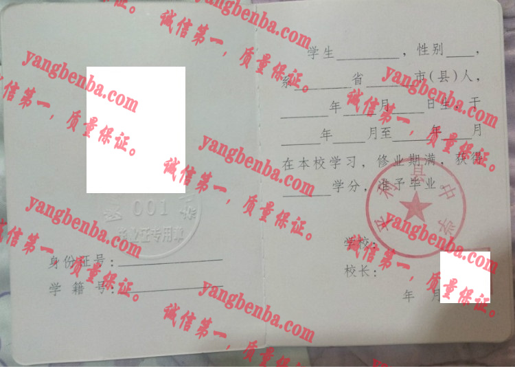 平利县中心高中毕业证样本