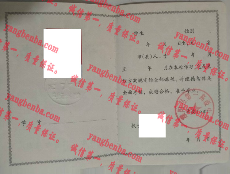 濮阳县第一高级中学毕业证样本