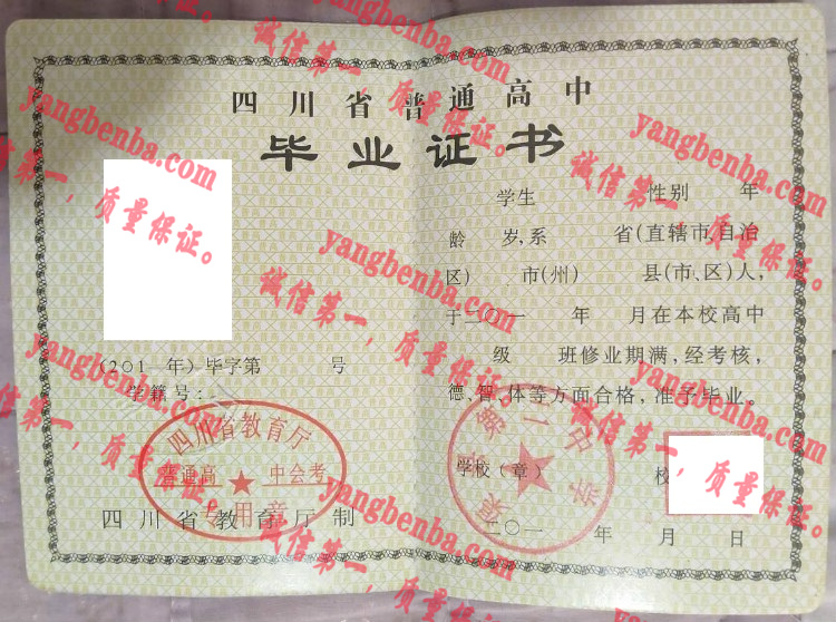 渠县第二中学毕业证样本