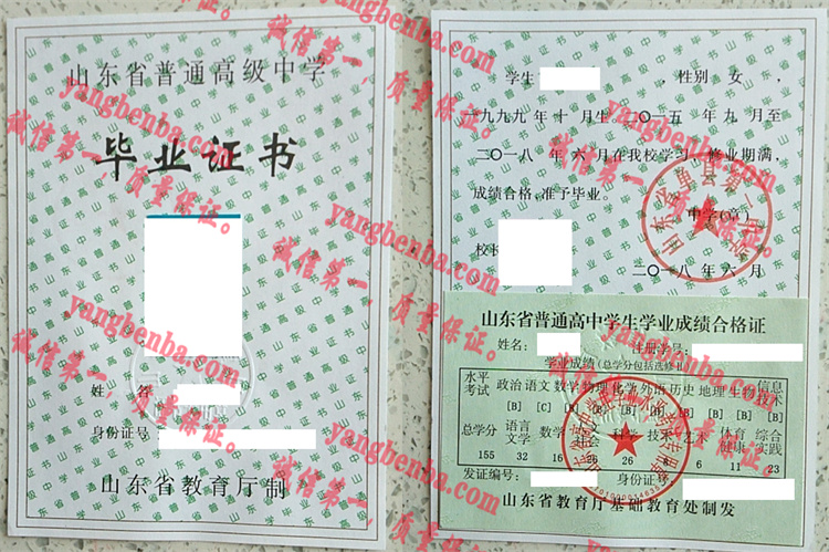 山东省单县第一中学毕业证样本