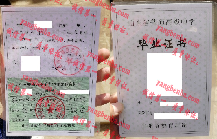 山东省鄄城县实验中学毕业证样本