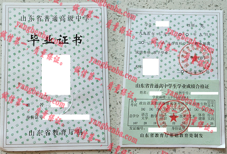 山东省莱芜市莱铜高级中学毕业证样本