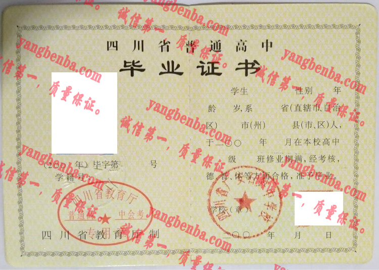 四川省广安石笋中学校毕业证样本