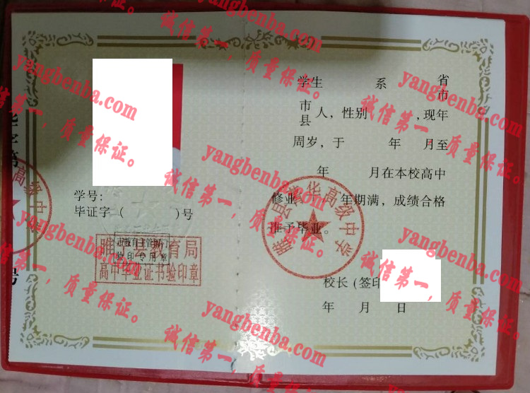 睢宁县菁华高级中学毕业证样本