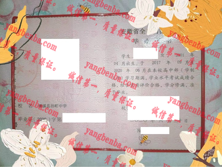 濉溪县孙町中学毕业证样本