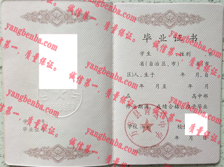 万年县青云中学毕业证样本