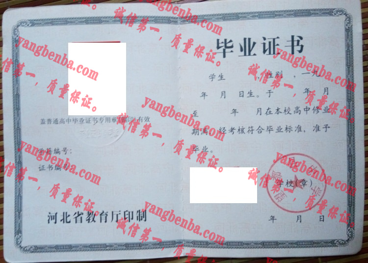 望都县中学毕业证样本