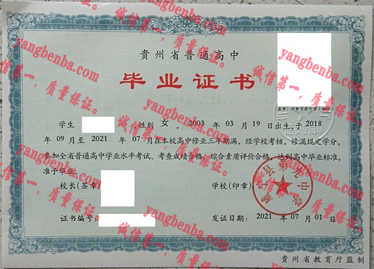 威宁县第九中学毕业证样本