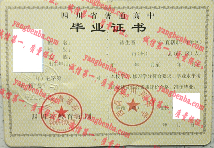 西昌市川兴中学毕业证样本